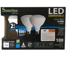 Led BR40 (2 Pack) Energy Star 15W (=100W) 27K Dimmable 1420 Lumens, LED