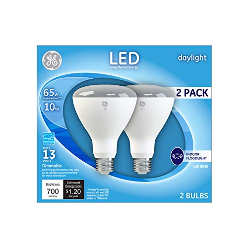 GE Lighting 41003 Dimmable Br30 Indoor Floodlight Led Bulb, Daylight, 10w, ( 2 Pack)