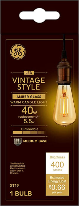 GE Vintage Style LED Light Bulb, 40 Watt Eqv