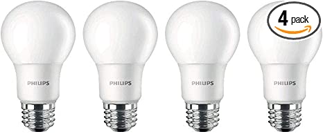 Philips LED Non-Dimmable A19 Frosted Light Bulb 4 count ( 1 Pack )