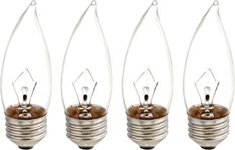 Philips 167601 40-watt BA9.5 DuraMax Clear Decorative Medium Base Candle Light Bulb, 4 count (1 Pack)