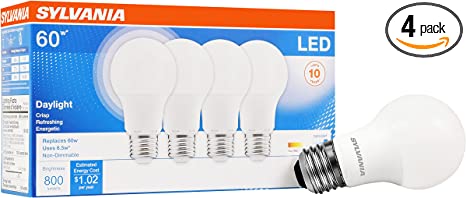 SYLVANIA LED A19 Light Bulb, 60W Equivalent (4 Pack)