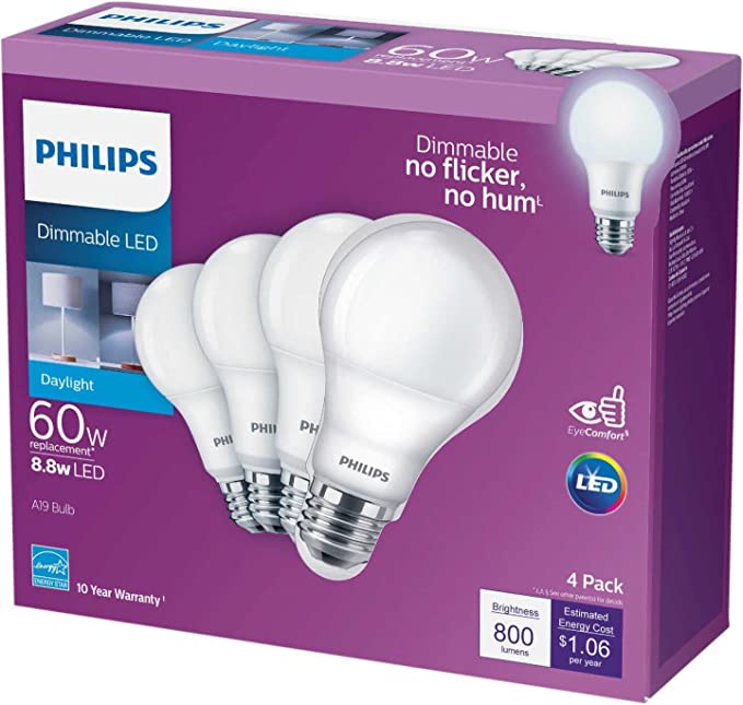 Philips Dimmable A19 Bulb, EyeComfort Technology, 800 – Light Stores