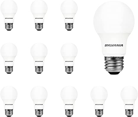 SYLVANIA LED A19 Light Bulb, 100W = 14W, Non-Dimmable, Frosted Finish, 1500 Lumens, 5000K, Daylight - (12 Pack )