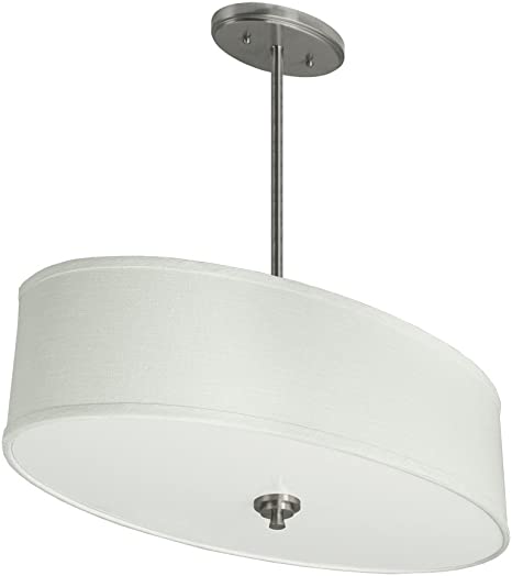 Good Earth Lighting G4407-BNL-I Fabric Oval Pendant, Brushed Nickel-Linen