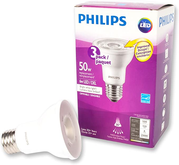 Philips LED 50W PAR20 Bright White SO ( 3 pack)