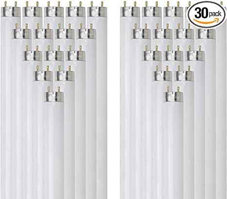 Sunlite F17T8/SP841 17-Watt T8 Linear Fluorescent Light Bulb Medium Bi Pin Base, 4100K, (30-Pack)